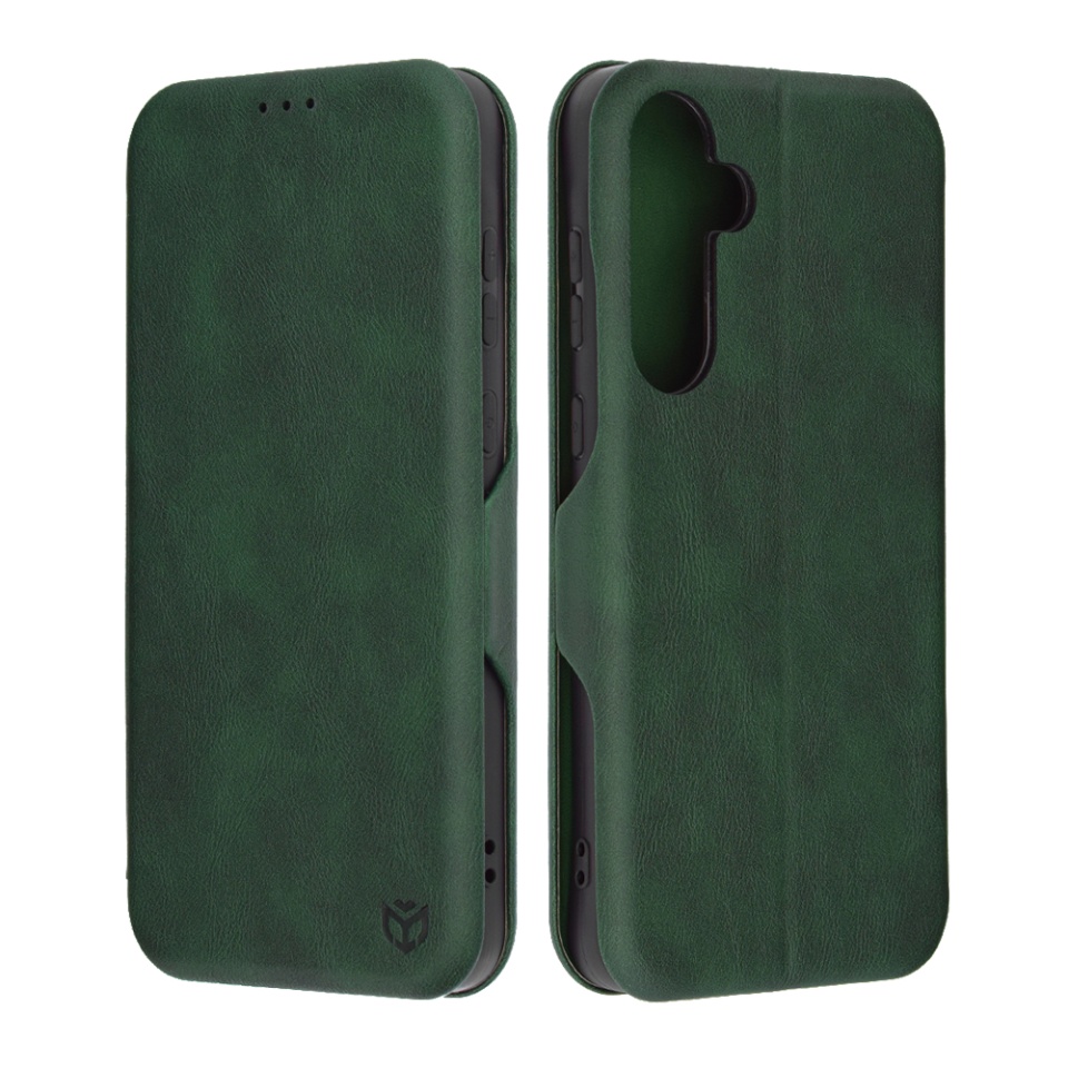 Husa pentru Samsung Galaxy A55 5G, SKYDDAR INNOVATION, Safe Wallet tip carte din Piele Ecologica, Suport Carduri, Inchidere Magnetica, Verde, set cu sticker