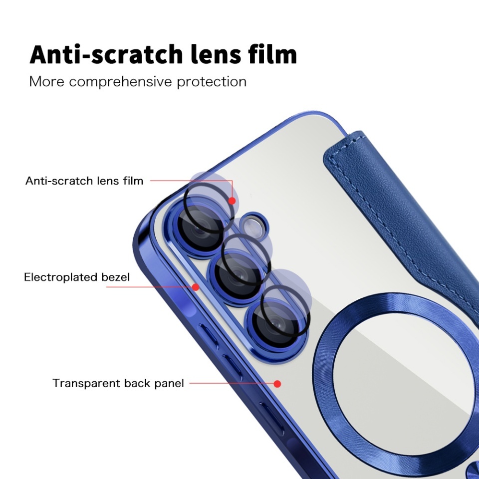 Husa pentru Samsung Galaxy A56 5G tip carte, SKYDDAR INOVATION, SmartMag Book, Magsafe, RFiD, Suport Carduri, set cu sticker, Albastru - 2 | YEO