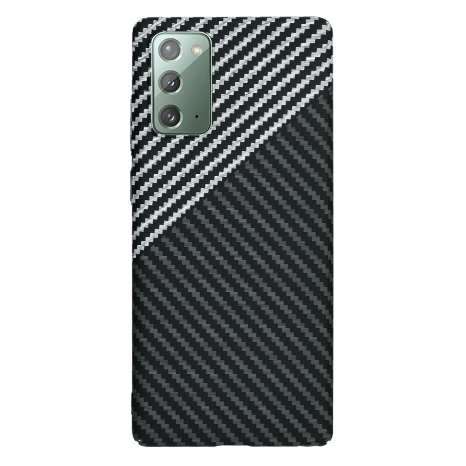 Husa pentru Samsung Galaxy Note 20 / Galaxy Note 20 5G, SKYDDAR INNOVATION, textura carbon, Carbonite FiberShell, set cu sticker, Gri, - 2 | YEO