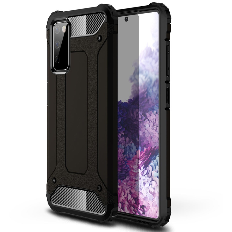 Husa pentru Samsung Galaxy S20 FE / Galaxy S20 FE 5G, SKYDDAR INNOVATION, Hybrid Armor, din Plastic Dur, Margini Cauciucate, Antisoc, set cu sticker, Negru