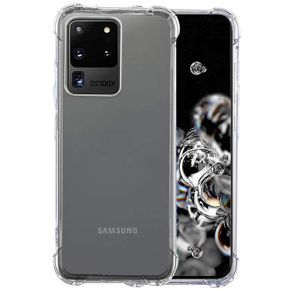 Husa pentru Samsung Galaxy S20 Ultra 5G / Galaxy S20 Ultra , SKYDDAR INNOVATION, Shockproof Clear din Silicon Slim, Transparenta, set cu sticker