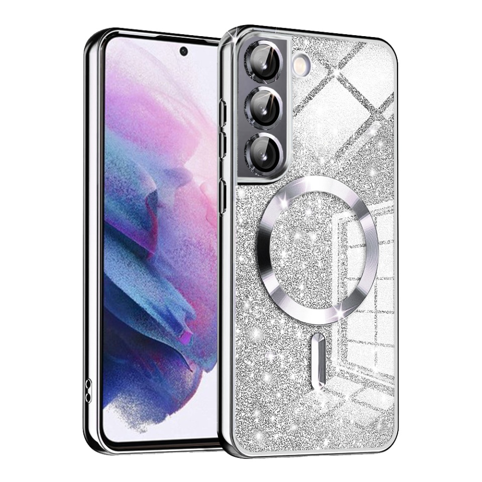 Husa pentru Samsung Galaxy S21 5G Design Antisoc, Fundal Detasabil 2-in-1, Protectie Superioara, Margini Ridicate, SKDR Glitter - Argintiu