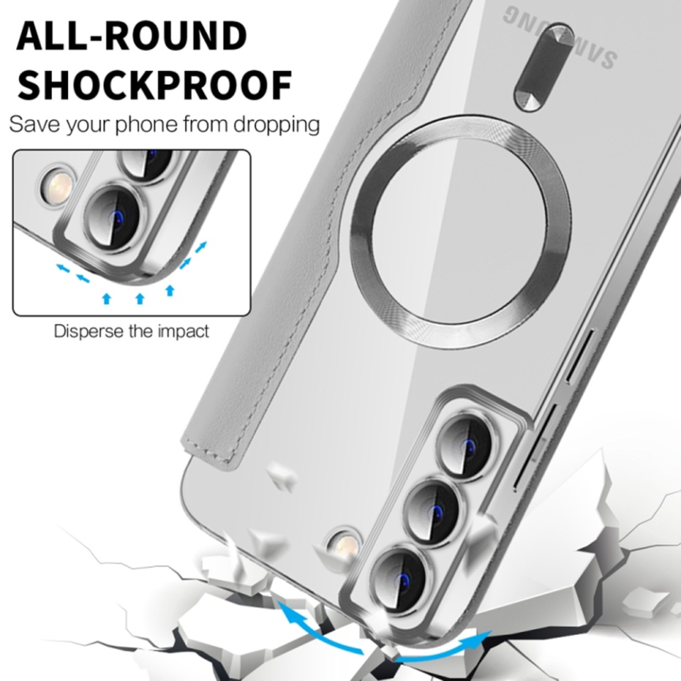 Husa pentru Samsung Galaxy S22 Plus 5G tip carte, SKYDDAR INOVATION, SmartMag Book, Magsafe, RFiD, Suport Carduri, set cu sticker, Gri - 3 | YEO