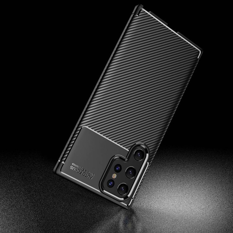Husa pentru Samsung Galaxy S22 Ultra 5G, SKYDDAR INNOVATION, CarbonFiber, Antisoc, Negru, set cu sticker - 3 | YEO