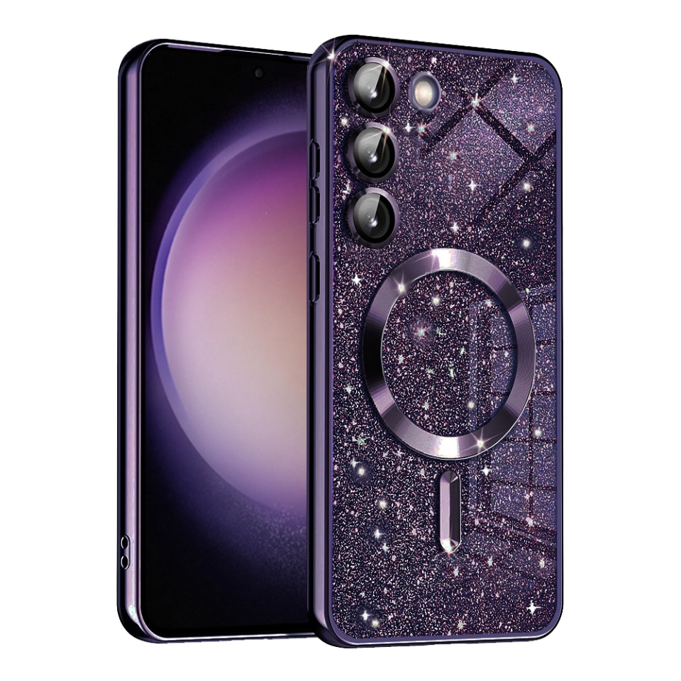 Husa pentru Samsung Galaxy S23 Design Antisoc, Fundal Detasabil 2-in-1, Protectie Superioara, Margini Ridicate, SKDR Glitter - Mov