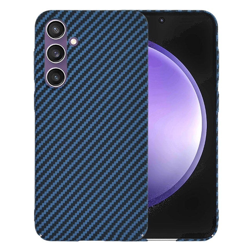 Husa pentru Samsung Galaxy S23 FE, Finisaj Premium cu Textura de Carbon, Design Elegant, SKDR CarbonFlex - Cyan