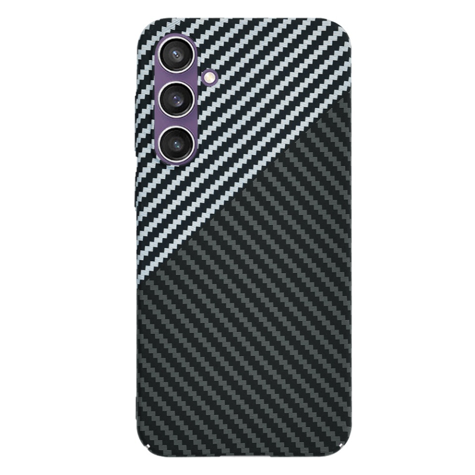 Husa pentru Samsung Galaxy S23 FE, SKYDDAR INNOVATION, textura carbon, Carbonite FiberShell, set cu sticker, Gri, - 2 | YEO