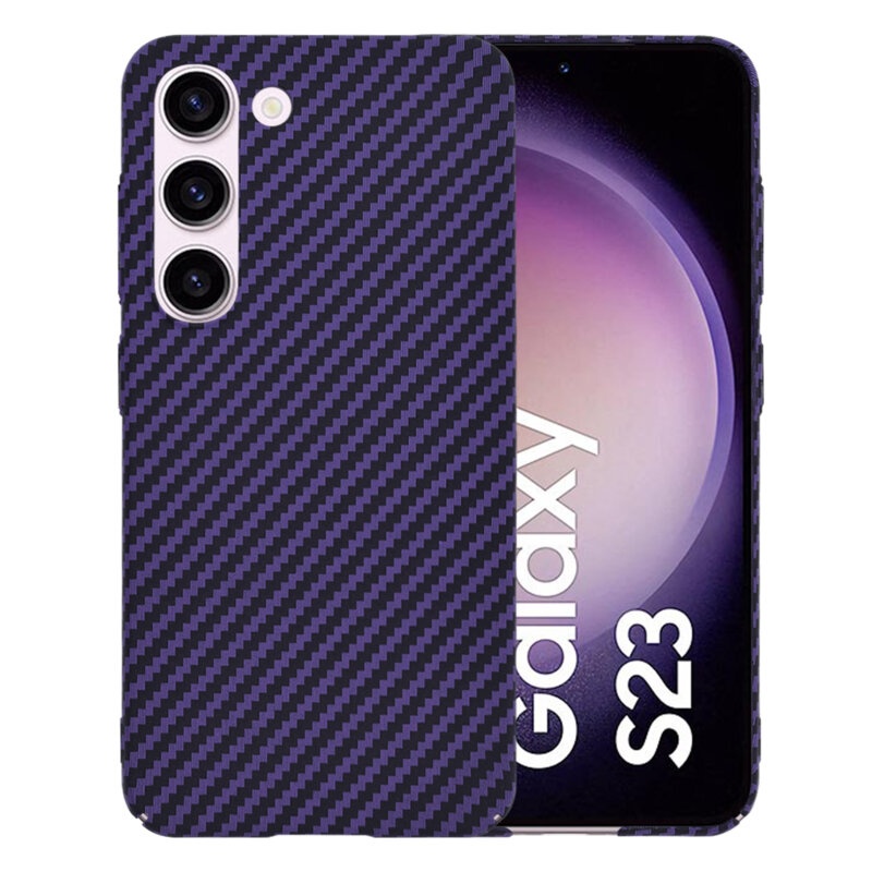 Husa pentru Samsung Galaxy S23, Finisaj Premium cu Textura de Carbon, Design Elegant, SKDR CarbonFlex - Mov