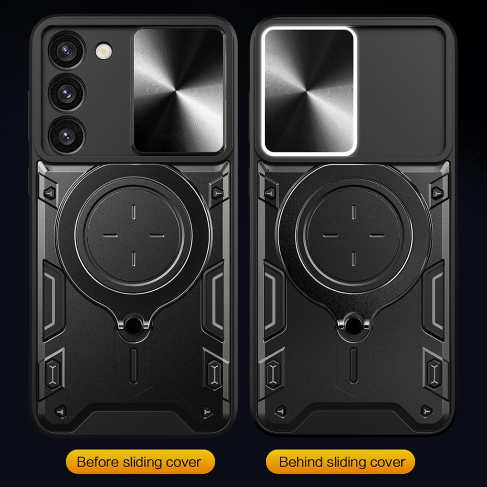 Husa pentru Samsung Galaxy S23 Plus, SKYDDAR INNOVATION, CamGuard Pro, Inel Magnetic, Protectie Camera, set cu sticker, Negru - 2 | YEO