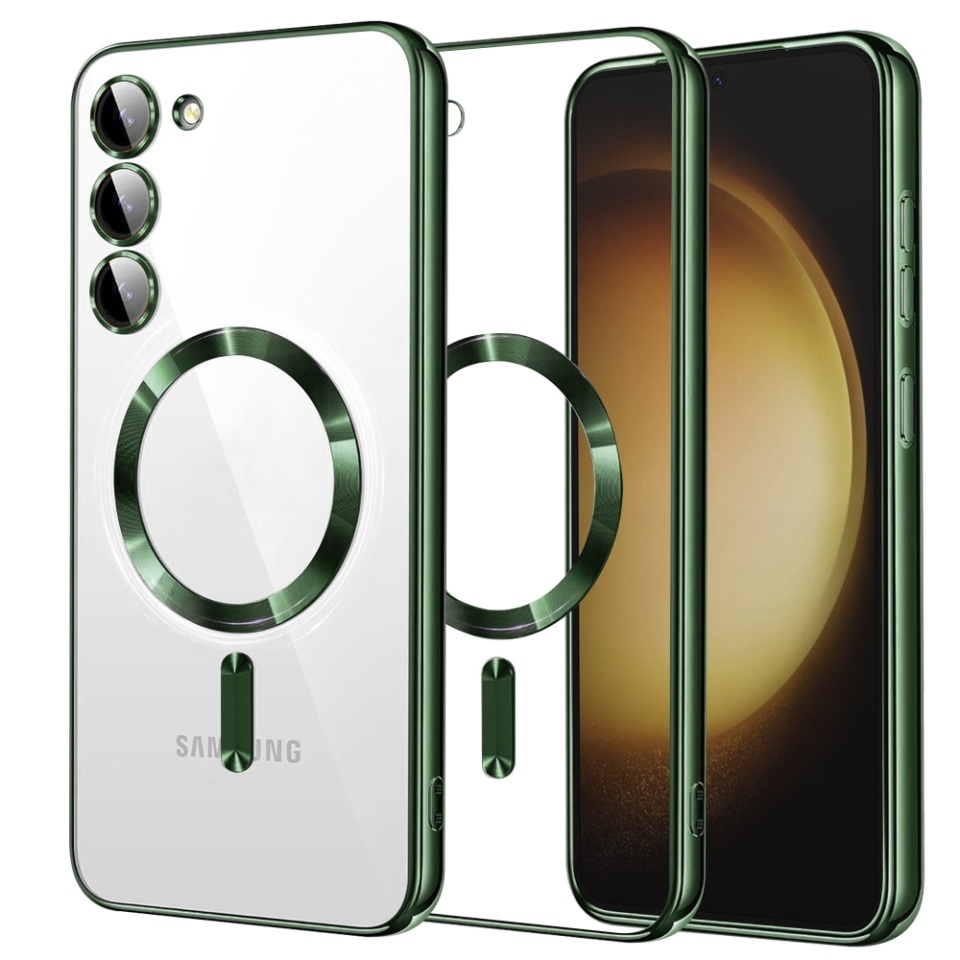 Husa pentru Samsung Galaxy S23 Plus, SKYDDAR INNOVATION, Luxury Shield Magsafe, Protectie Antisoc, set cu sticker, Verde inchis