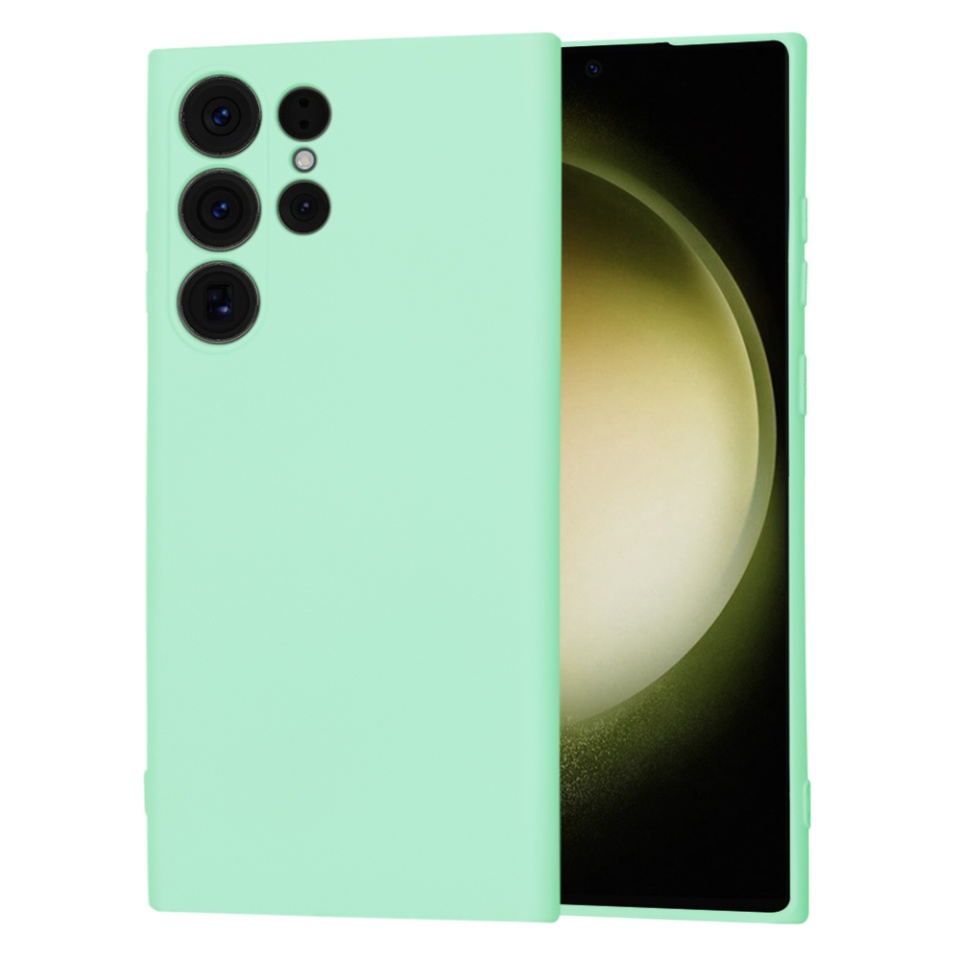 Husa pentru Samsung Galaxy S23 Ultra din Silicon Catifelat, Protectie Premium, Skyddar SoftElegance MagSafe - Verde deschis