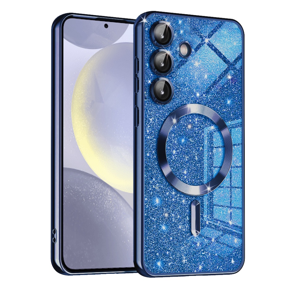 Husa pentru Samsung Galaxy S24 Design Antisoc, Fundal Detasabil 2-in-1, Protectie Superioara, Margini Ridicate, SKDR Glitter - Albastru