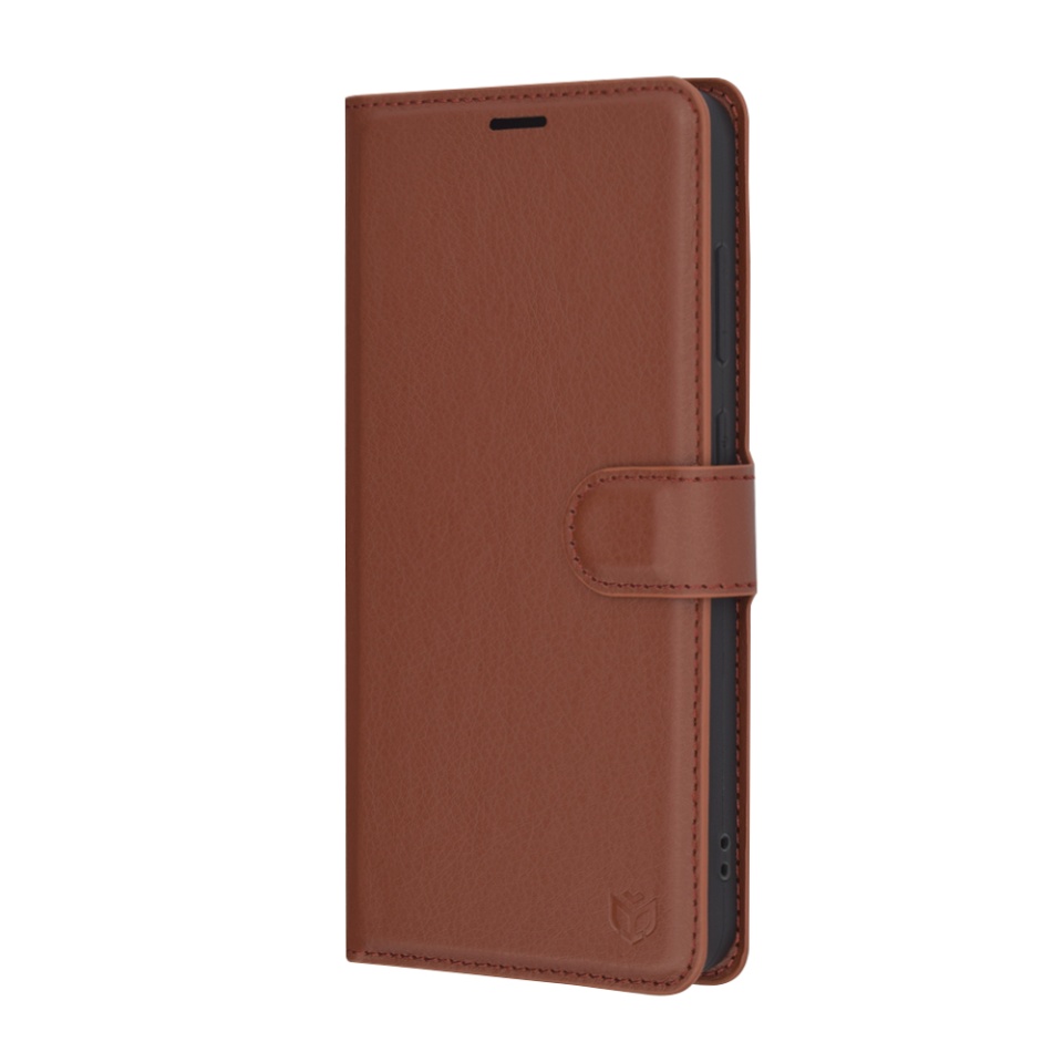 Husa pentru Samsung Galaxy S24 FE, SKYDDAR INNOVATION, Leather Folio tip Carte, cu Portofel Interior, Finisaje Premium, set cu sticker, Maro - 3 | YEO