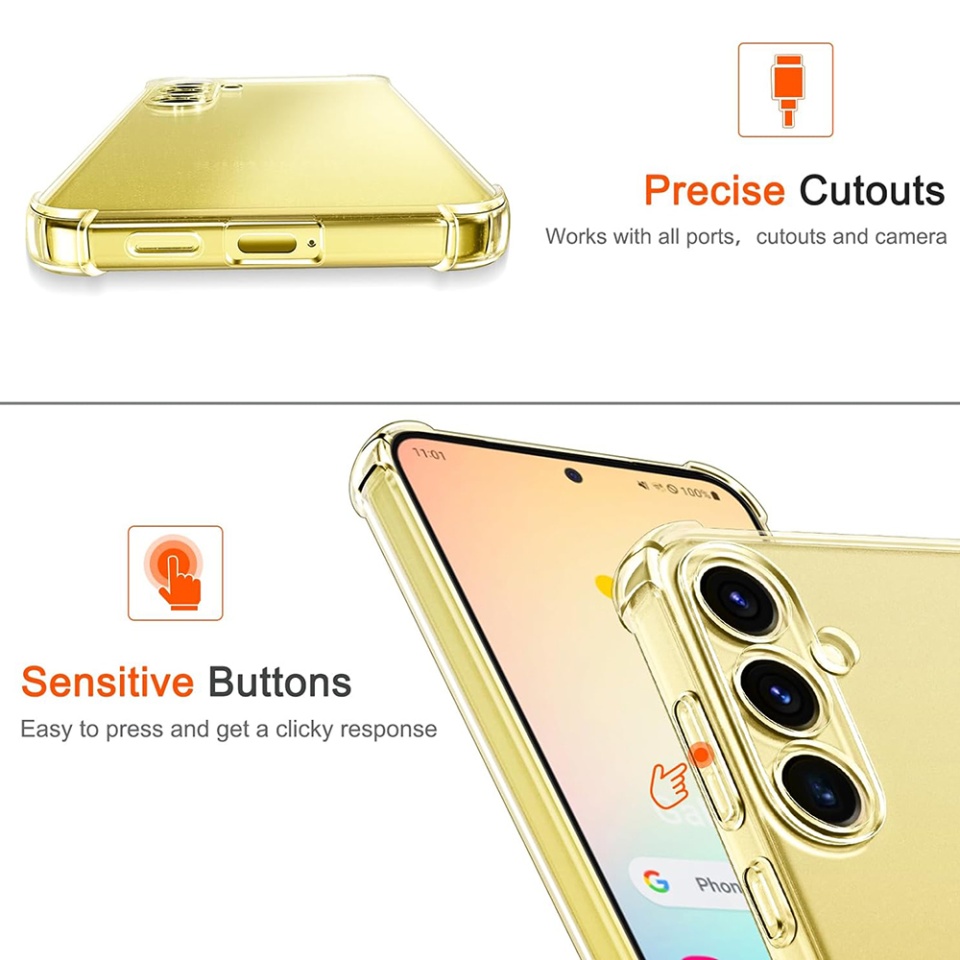 Husa pentru Samsung Galaxy S24 FE , SKYDDAR INNOVATION, Shockproof Clear din Silicon Slim, Transparenta, set cu sticker - 3 | YEO