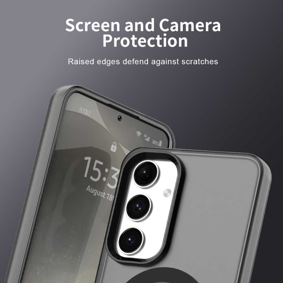 Husa pentru Samsung Galaxy S24 Plus / Galaxy S25 Plus, SKYDDAR INOVATION, CandyCase, Magsafe, set cu sticker, Negru - 2 | YEO