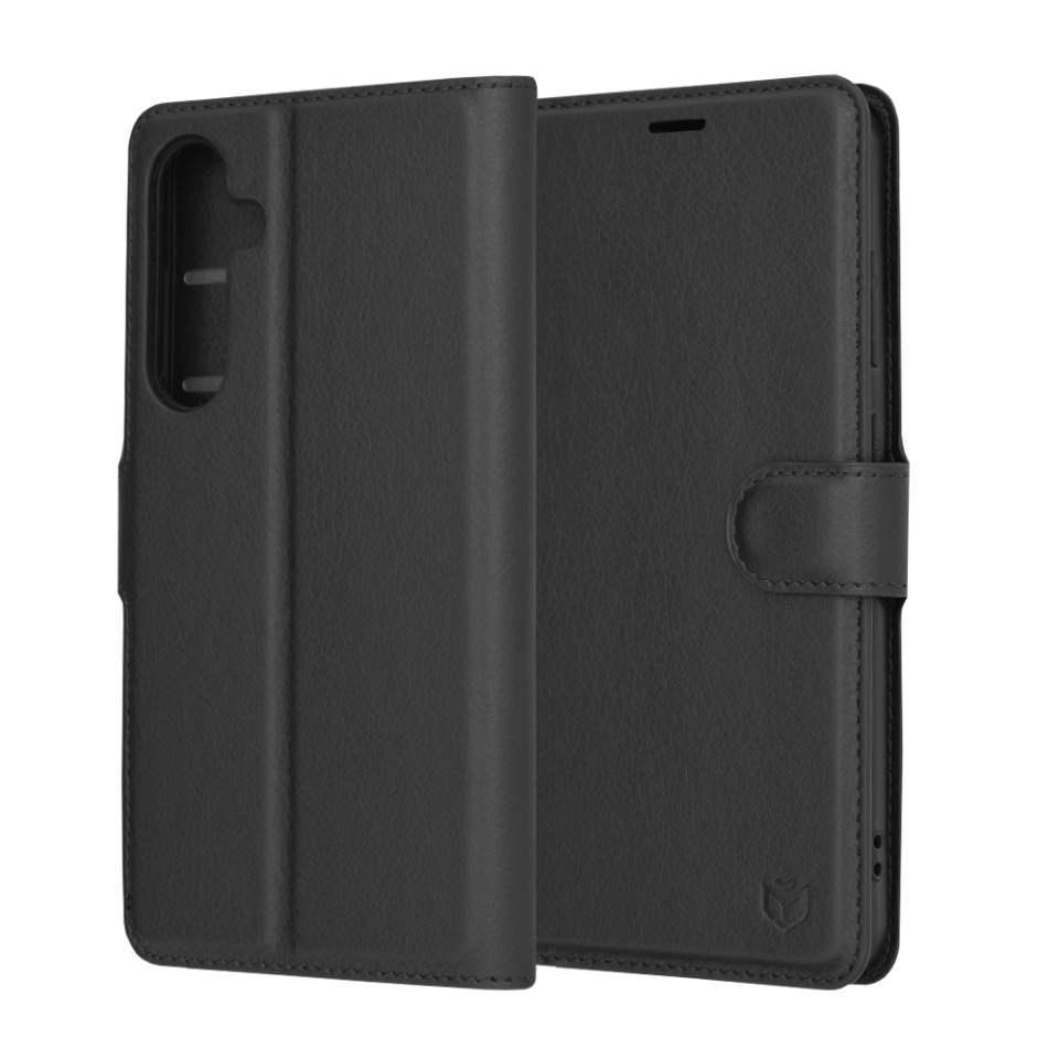 Husa pentru Samsung Galaxy S24 Plus tip Carte, cu Portofel Interior, Finisaje Premium, SKYDDAR Leather Wallet - Negru