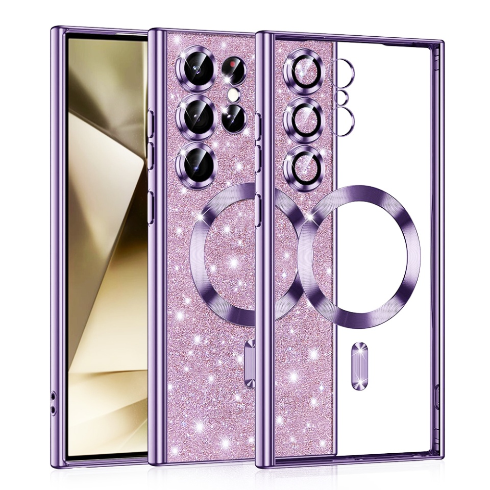 Husa pentru Samsung Galaxy S24 Ultra Design Antisoc, Fundal Detasabil 2-in-1, Protectie Superioara, Margini Ridicate, SKDR Glitter - Mov deschis