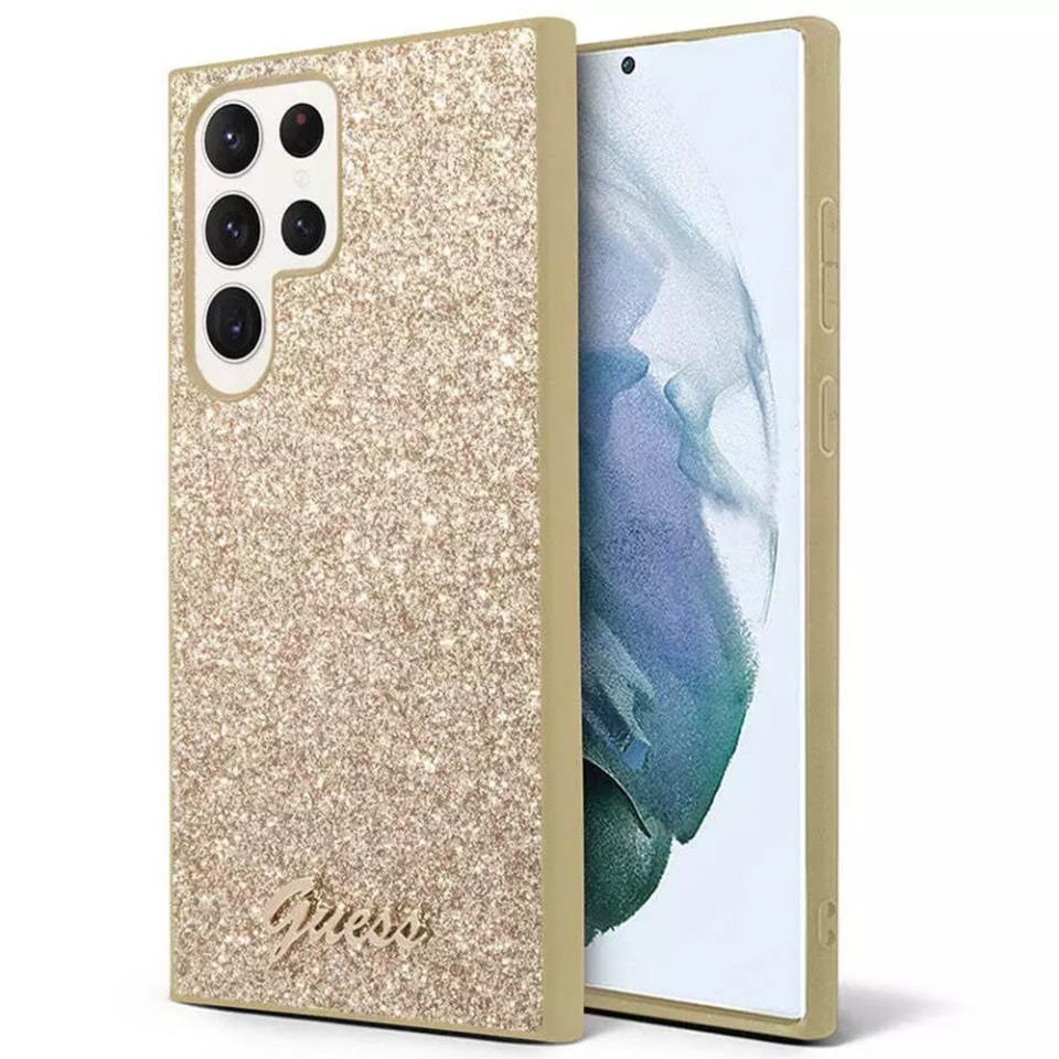 Husa pentru Samsung Galaxy S24 Ultra, Glitter Script, Guess, Auriu