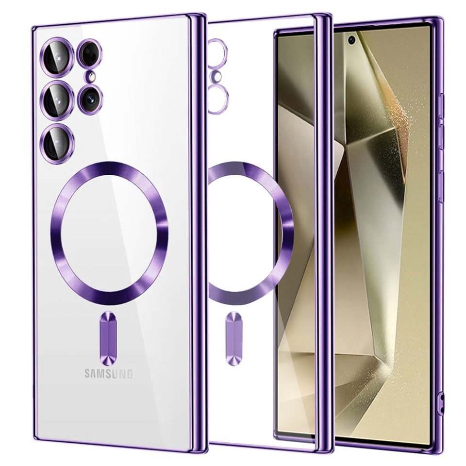 Husa pentru Samsung Galaxy S24 Ultra, SKYDDAR INNOVATION, Luxury Shield Magsafe, Protectie Antisoc, set cu sticker, Mov