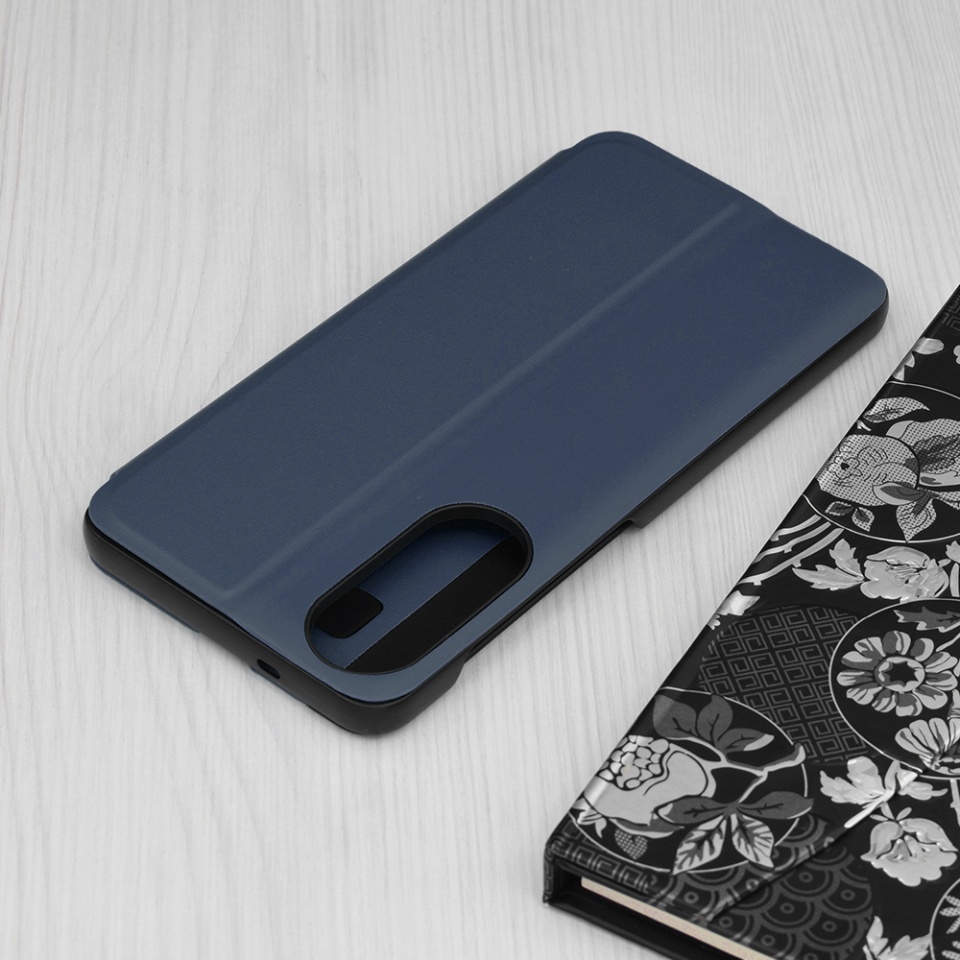 Husa pentru Samsung Galaxy S25 Edge, SKYDDAR INNOVATION, Eco View, tip carte, Albastru, set cu sticker - 2 | YEO