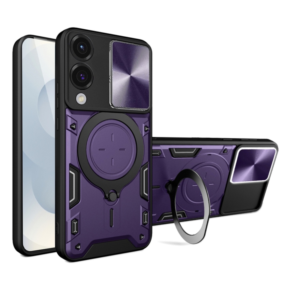 Husa pentru Samsung Galaxy S25 Edge, SKYDDAR INNOVATION, SafeCover cu Inel Magnetic, Protectie Camera, set cu sticker, Mov