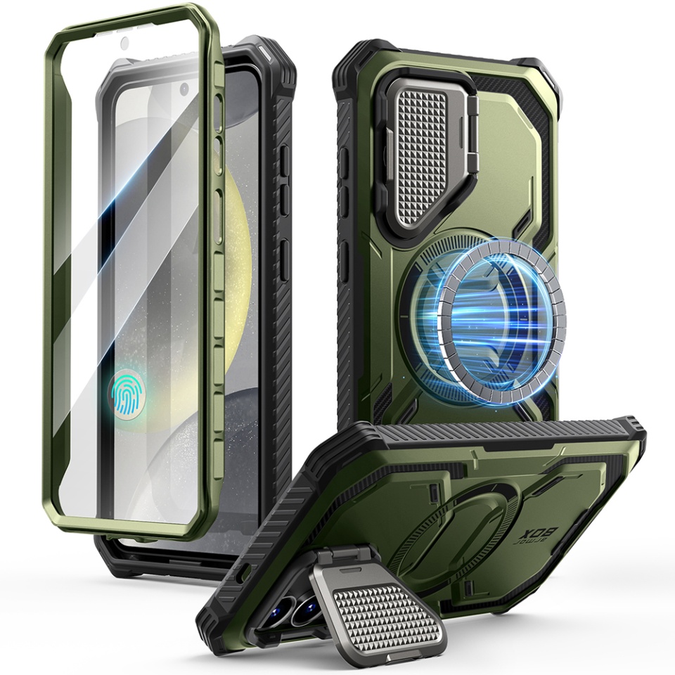 Husa pentru Samsung Galaxy S25 Plus, Kickstand, AntiSock, I-Blason Armorbox - Verde