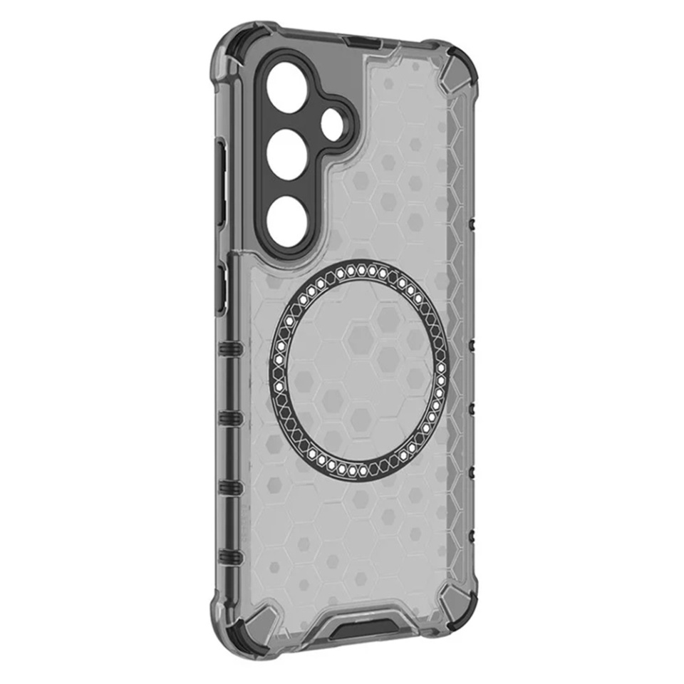 Husa pentru Samsung Galaxy S25 Plus, SKYDDAR INNOVATION, HoneyComb Shield MagSafe, Negru, set cu sticker - 2 | YEO