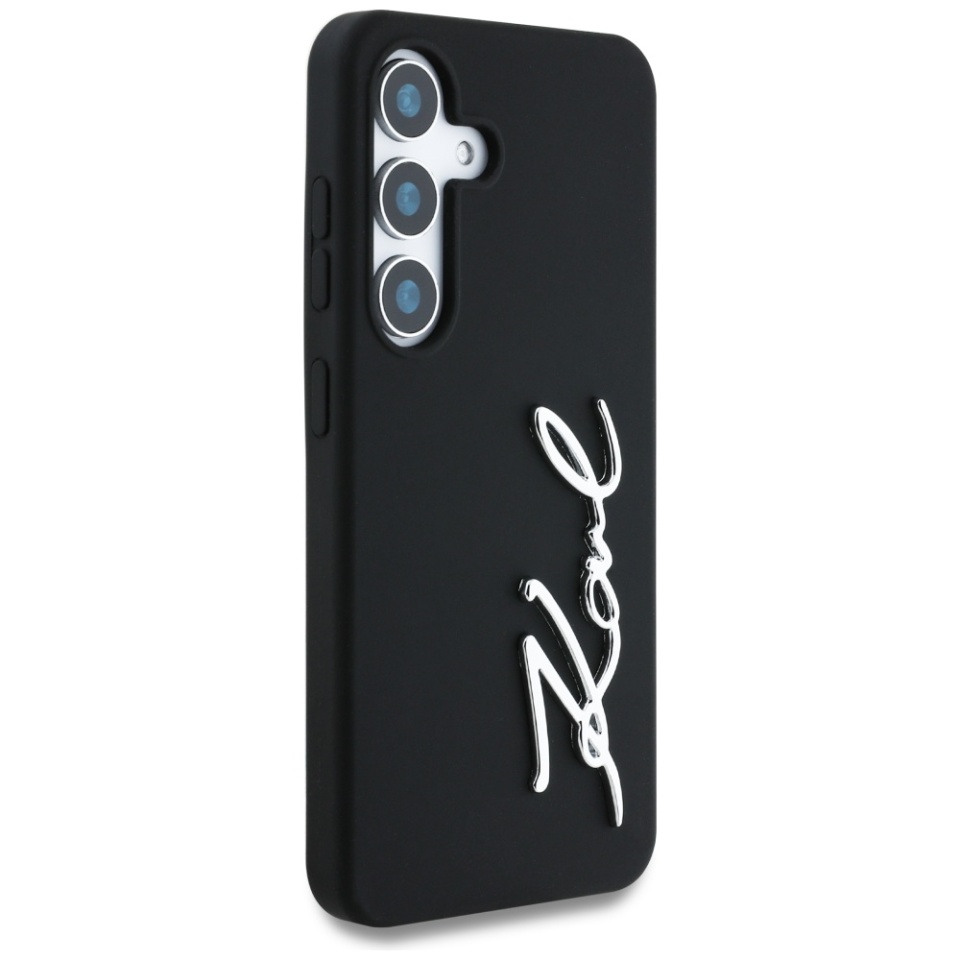 Husa pentru Samsung Galaxy S25, Silicone Sign Metal Logo, Karl Lagerfeld, Negru - 2 | YEO