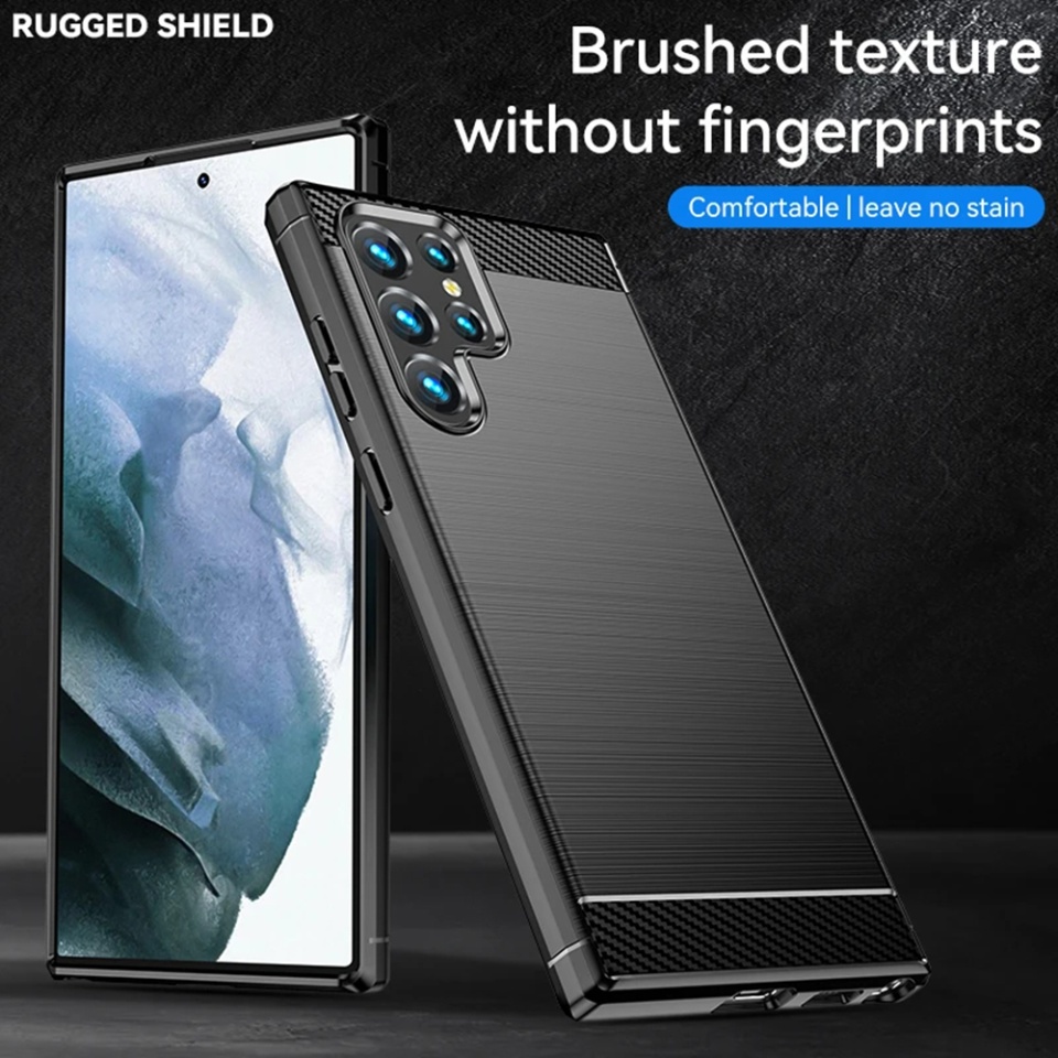 Husa pentru Samsung Galaxy S25 Ultra din Silicon Premium, Slim, cu textura Fibra Carbon - Negru - 3 | YEO