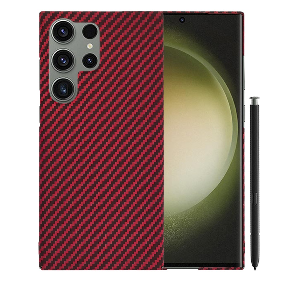 Husa pentru Samsung Galaxy S25 Ultra, Finisaj Premium cu Textura de Carbon, Design Elegant, SKDR CarbonFlex - Rosu