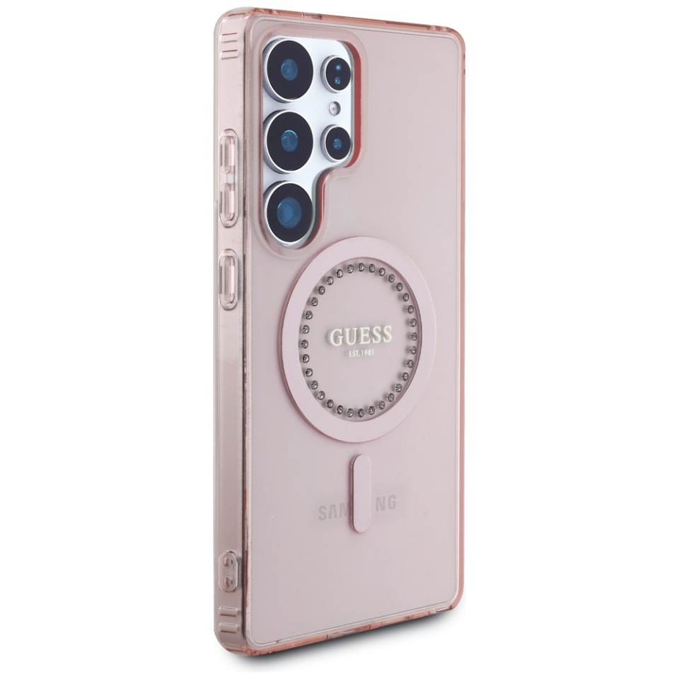 Husa pentru Samsung Galaxy S25 Ultra IML Rhinestones MagSafe, Guess - Roz - 2 | YEO