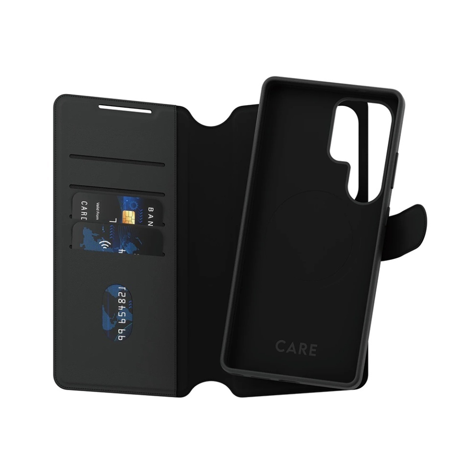 Husa pentru Samsung Galaxy S25 Ultra, PanzerGlass, CARE Feature Case Tango Two-in-One Wallet, Tip Carte Detasabila 2in1 cu Portofel si Prindere Magnetica, Piele Ecologica, Antisoc, Negru