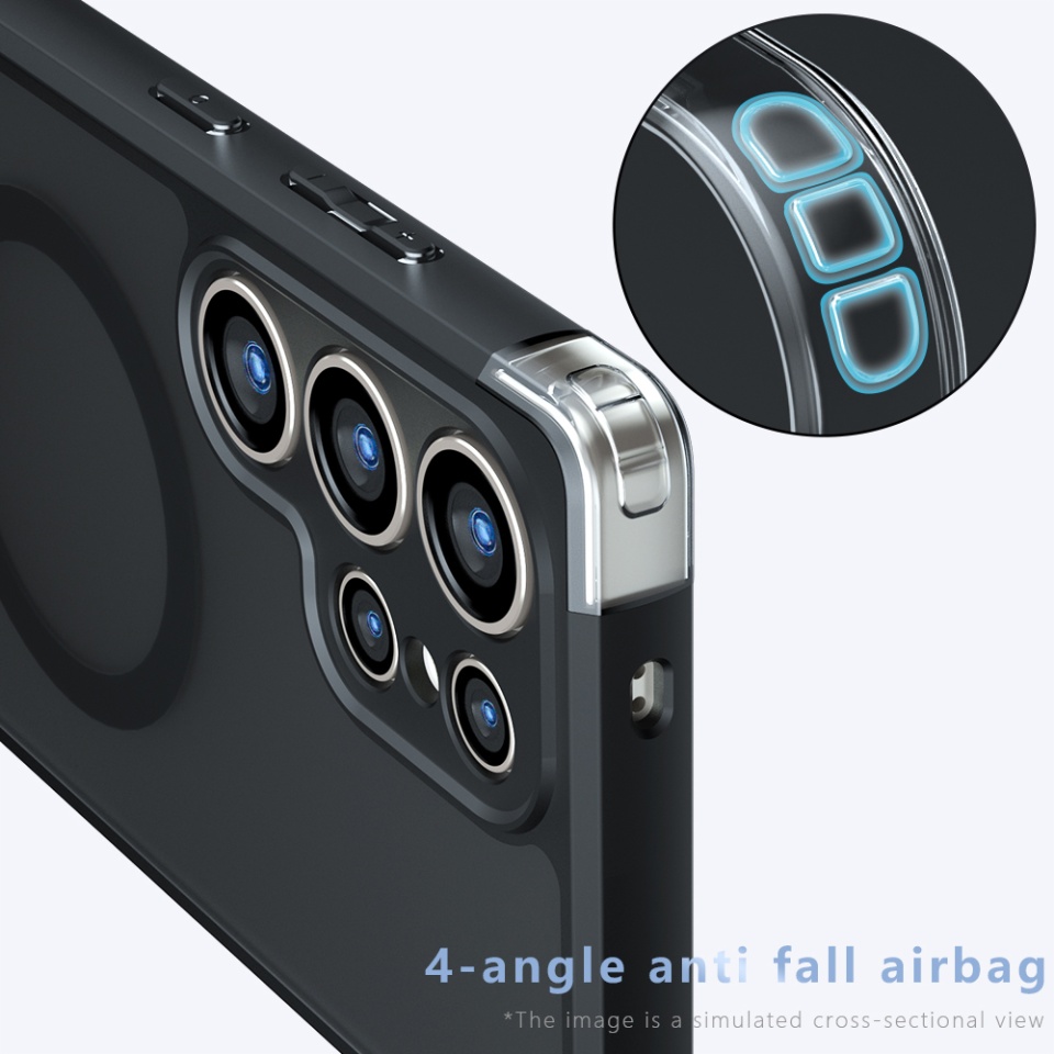 Husa pentru Samsung Galaxy S25 Ultra, SKYDDAR INNOVATION, PureFrost MagSafe, AntiSoc, set cu sticker, Negru frost - 3 | YEO
