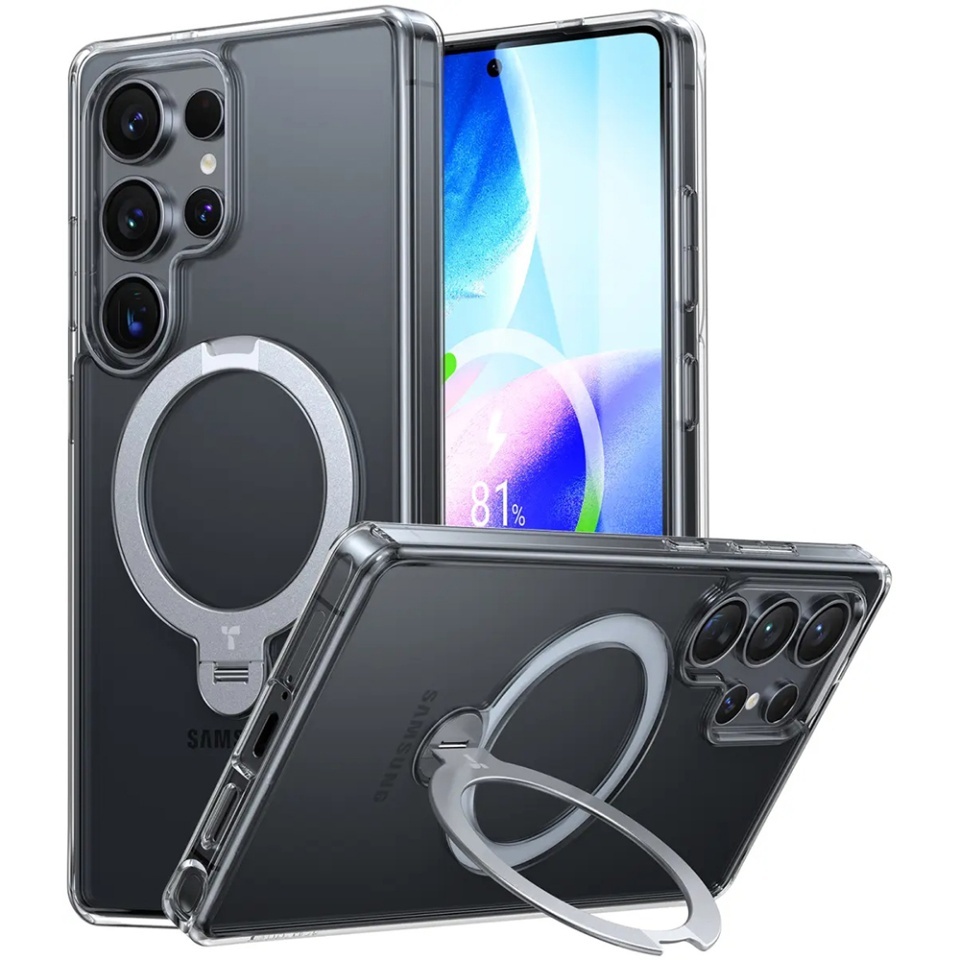 Husa pentru Samsung Galaxy S25 Ultra, Torras Ostand Spin MagSafe, Transparenta