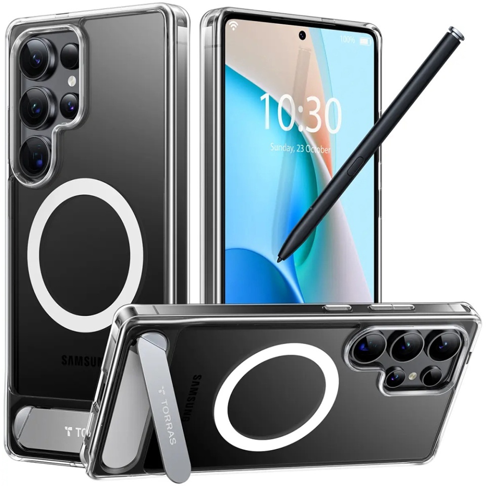 Husa pentru Samsung Galaxy S25 Ultra, Torras Pstand MagSafe, Transparenta