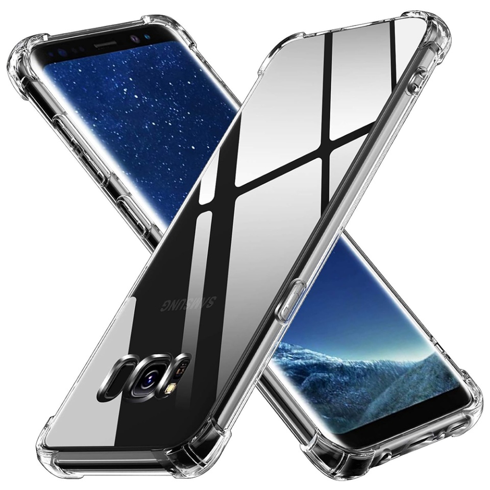 Husa pentru Samsung Galaxy S8 Plus , SKYDDAR INNOVATION, Shockproof Clear din Silicon Slim, Transparenta, set cu sticker