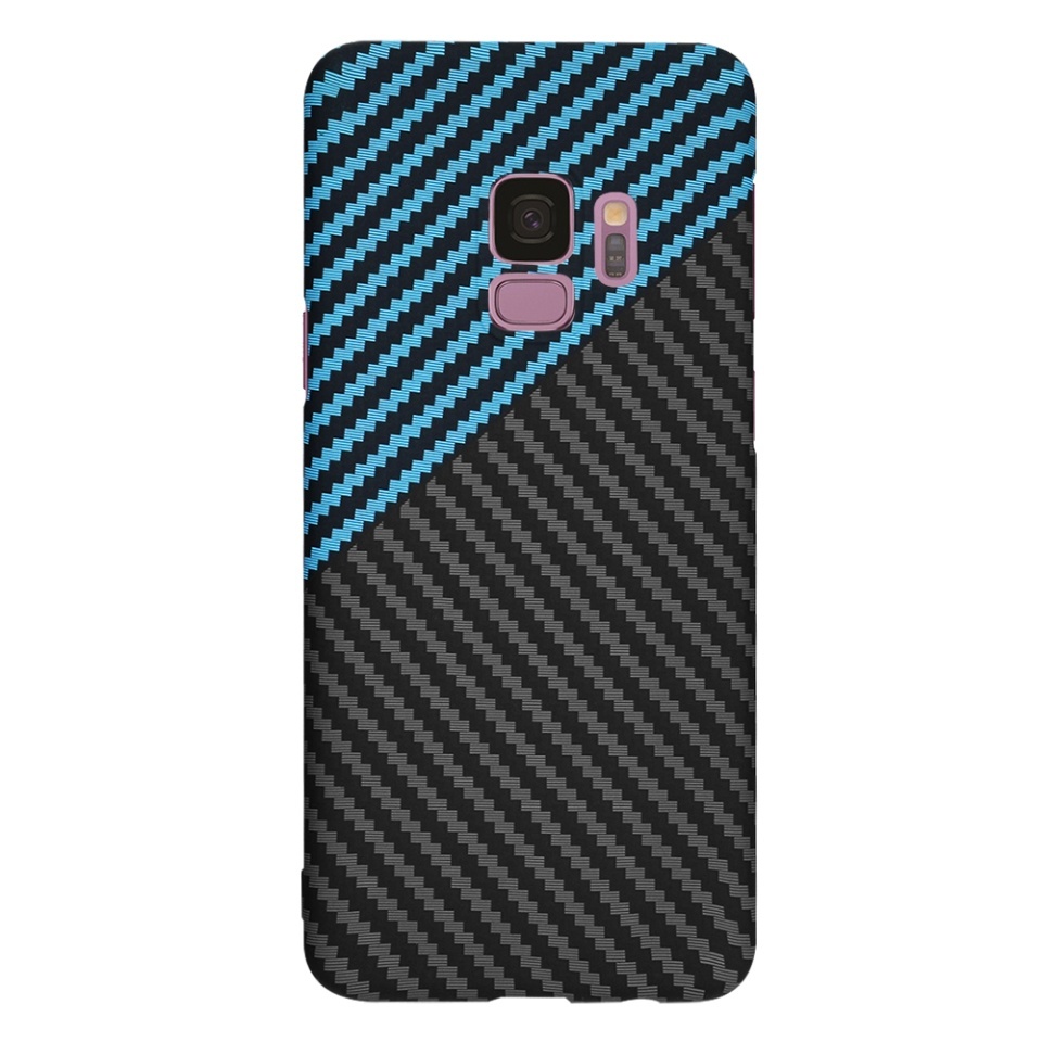 Husa pentru Samsung Galaxy S9, SKYDDAR INNOVATION, textura carbon, Carbonite FiberShell, set cu sticker, Bleu, - 2 | YEO