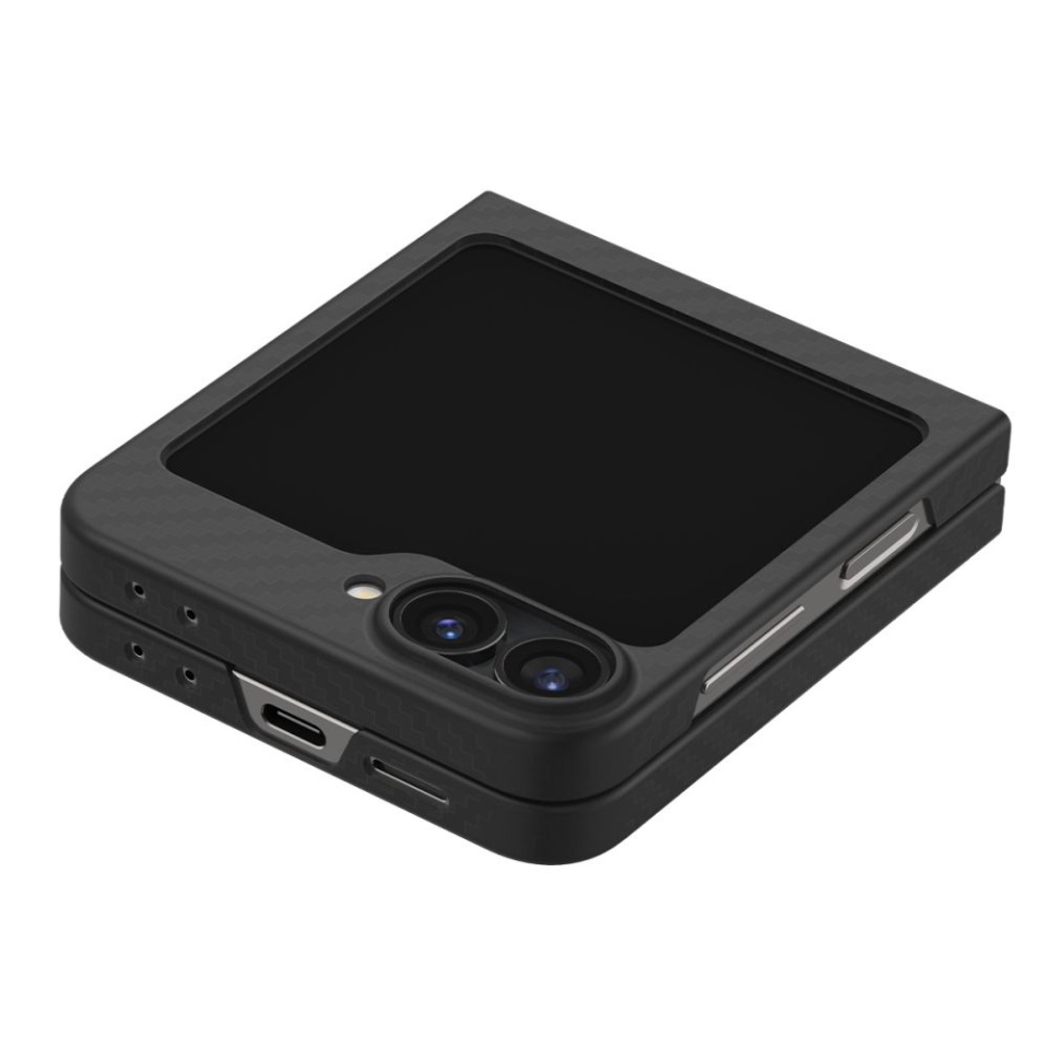 Husa pentru Samsung Galaxy Z Flip6 din silicon premium, Spigen Air Skin - Negru aramid - 3 | YEO