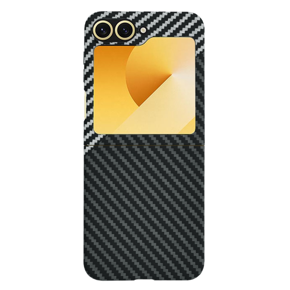 Husa pentru Samsung Galaxy Z Flip6, Finisaj Premium cu Textura de Carbon, Design Elegant, SKDR CarbonFlex - Gri - 2 | YEO