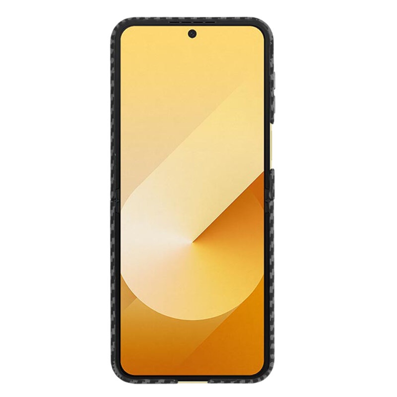 Husa pentru Samsung Galaxy Z Flip6, Finisaj Premium cu Textura de Carbon, Design Elegant, SKDR CarbonFlex - Negru - 1 | YEO