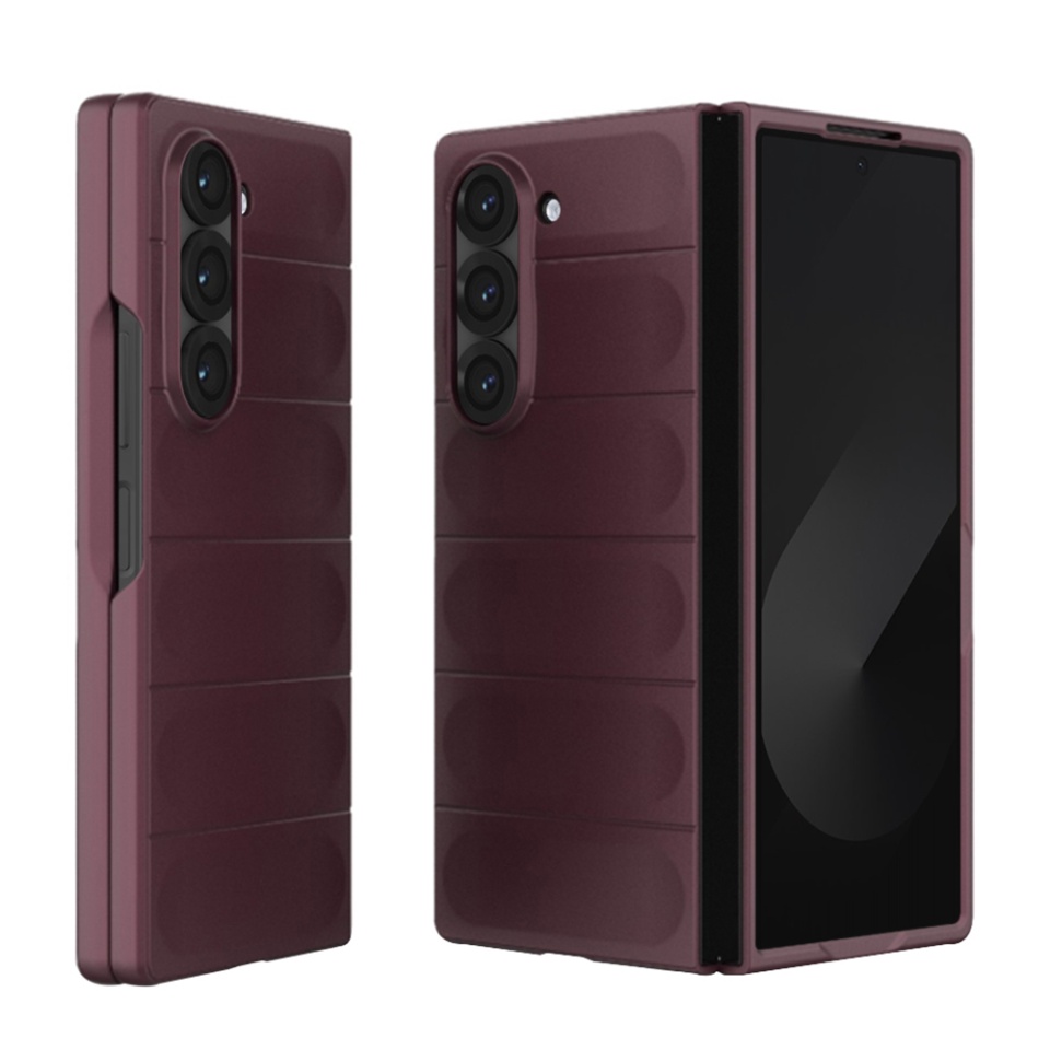 Husa pentru Samsung Galaxy Z Fold6, SKYDDAR INNOVATION, Magic Shield, din Silicon Mat, set cu sticker, Bordo