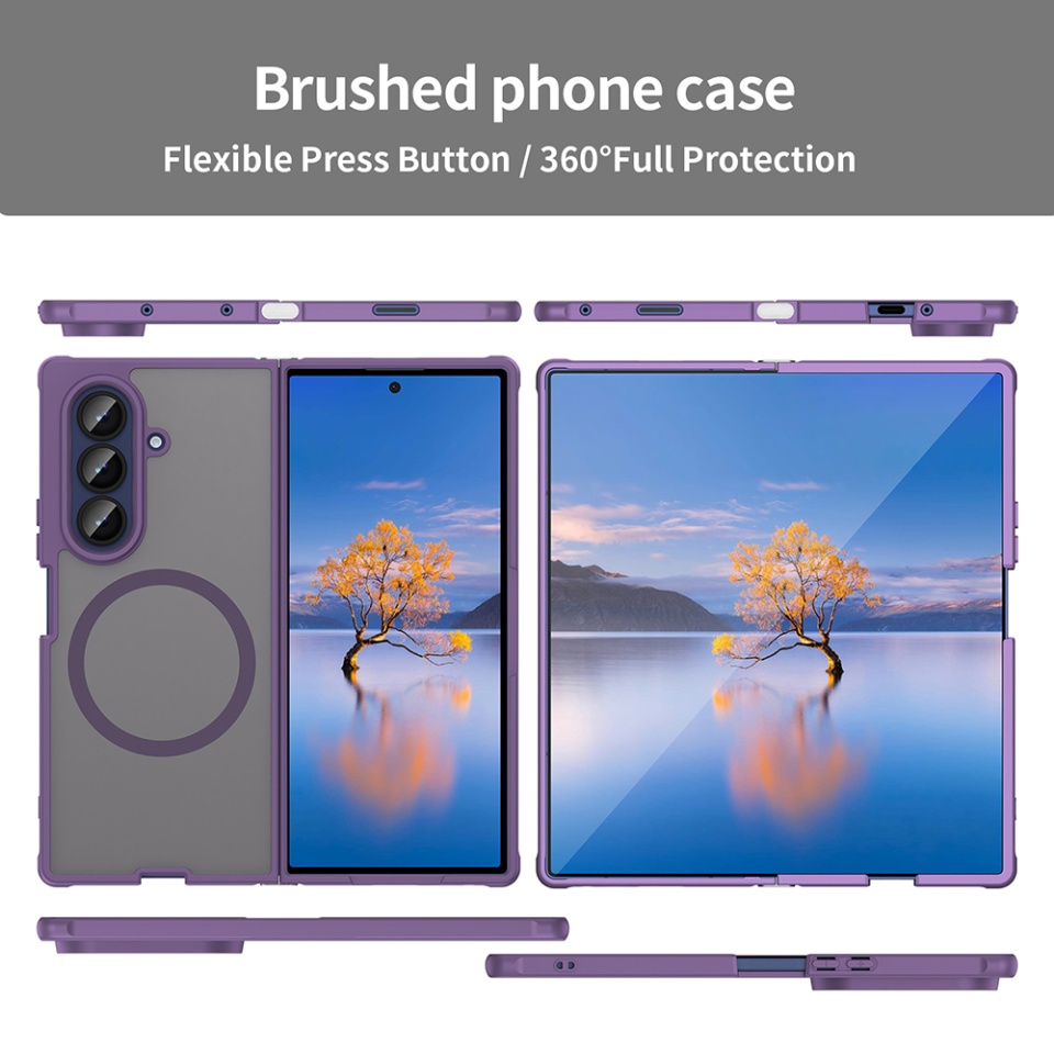 Husa pentru Samsung Galaxy Z Fold7, SKYDDAR INNOVATION, HaloFrost MagSafe II, Antisoc, set cu sticker, Mov - 3 | YEO