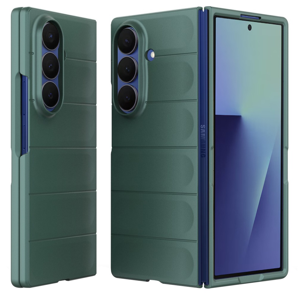 Husa pentru Samsung Galaxy Z Fold7, SKYDDAR INNOVATION, Magic Shield, din Silicon Mat, set cu sticker, Verde