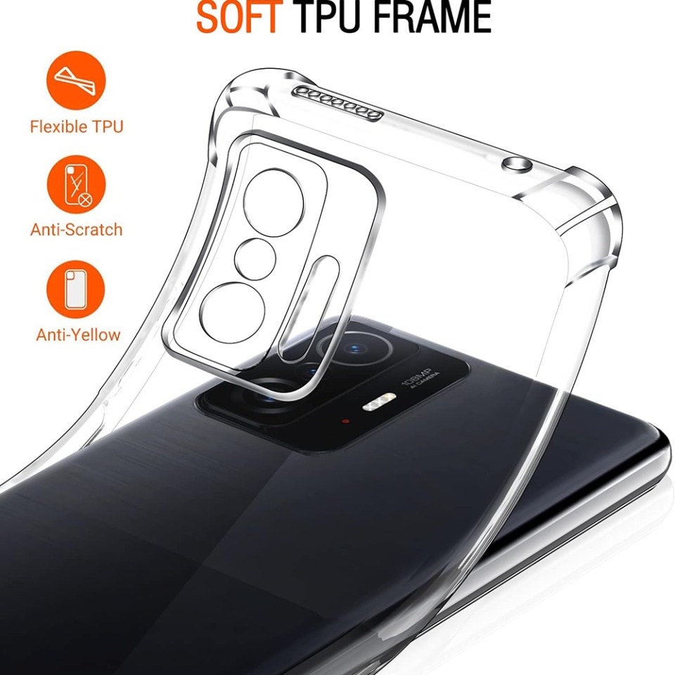Husa pentru Xiaomi 11T / 11T Pro , SKYDDAR INNOVATION, Shockproof Clear din Silicon Slim, Transparenta, set cu sticker - 2 | YEO