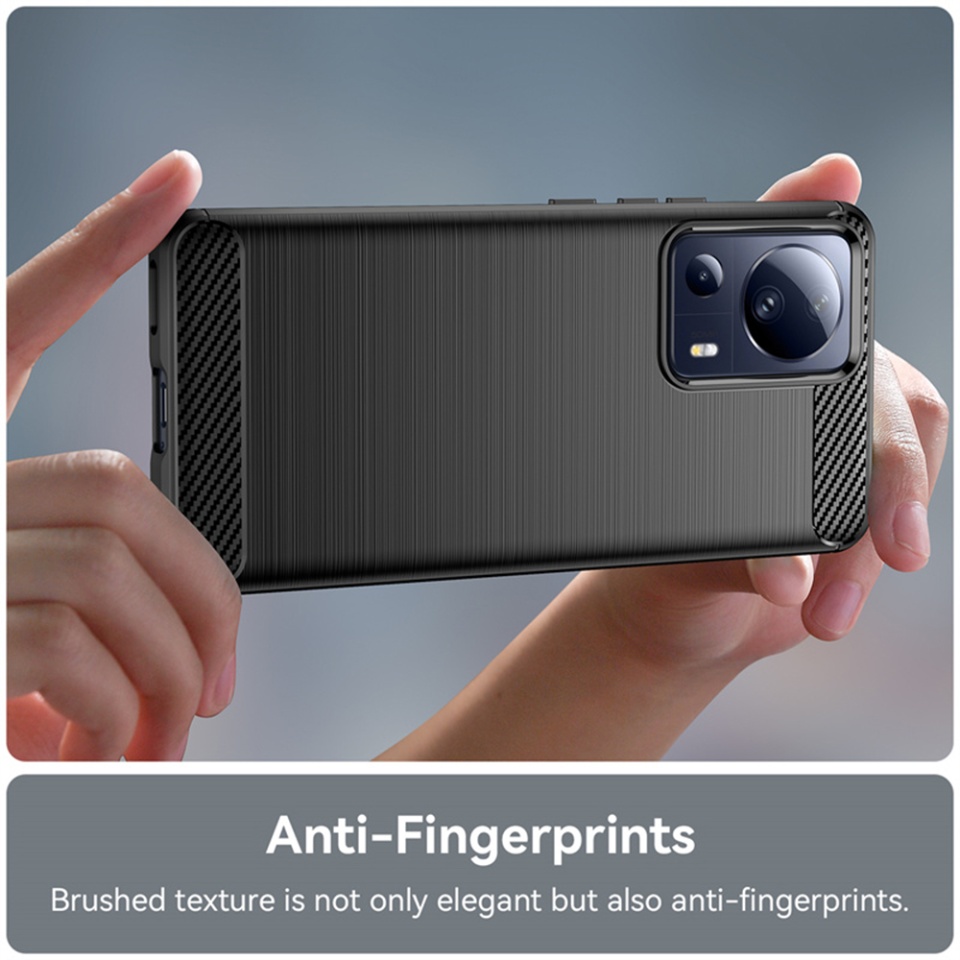Husa pentru Xiaomi 13 Lite, SKYDDAR INNOVATION, Carbon Silicone, din Silicon Slim, cu textura Fibra Carbon, set cu sticker, Negru - 3 | YEO