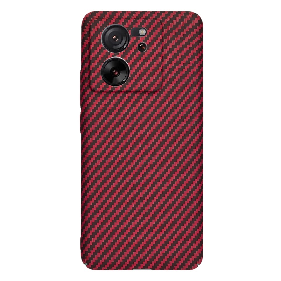 Husa pentru Xiaomi 13T / 13T Pro, SKYDDAR INNOVATION, textura carbon, Carbonite FiberShell, set cu sticker, Rosu, - 2 | YEO