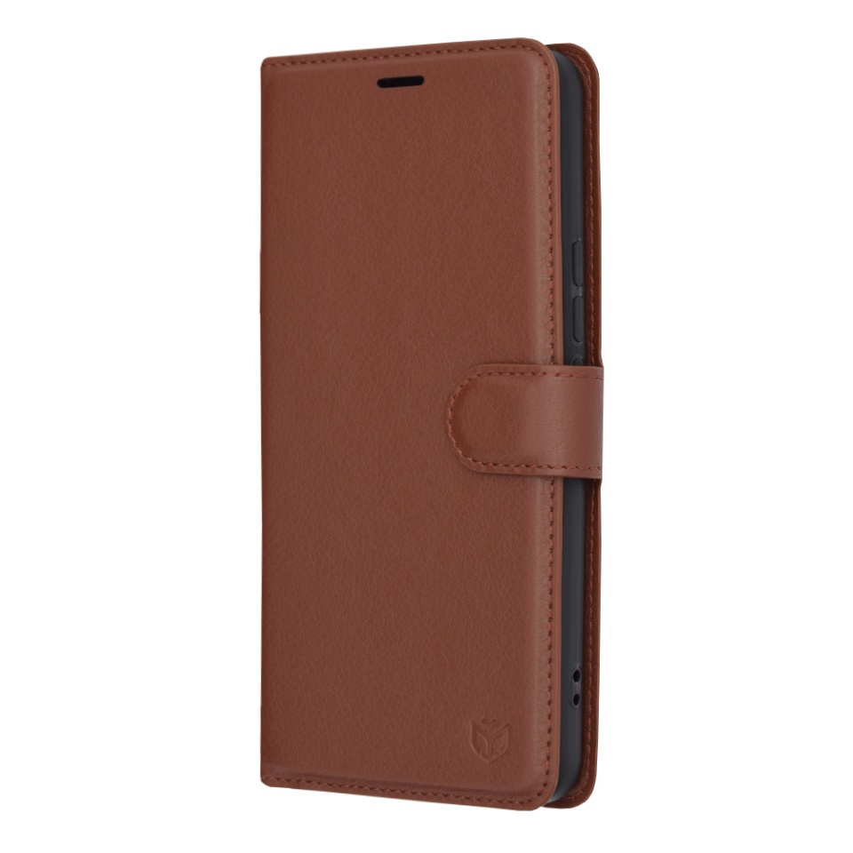 Husa pentru Xiaomi 14 Ultra, SKYDDAR INNOVATION, Leather Folio tip Carte, cu Portofel Interior, Finisaje Premium, set cu sticker, Maro - 3 | YEO