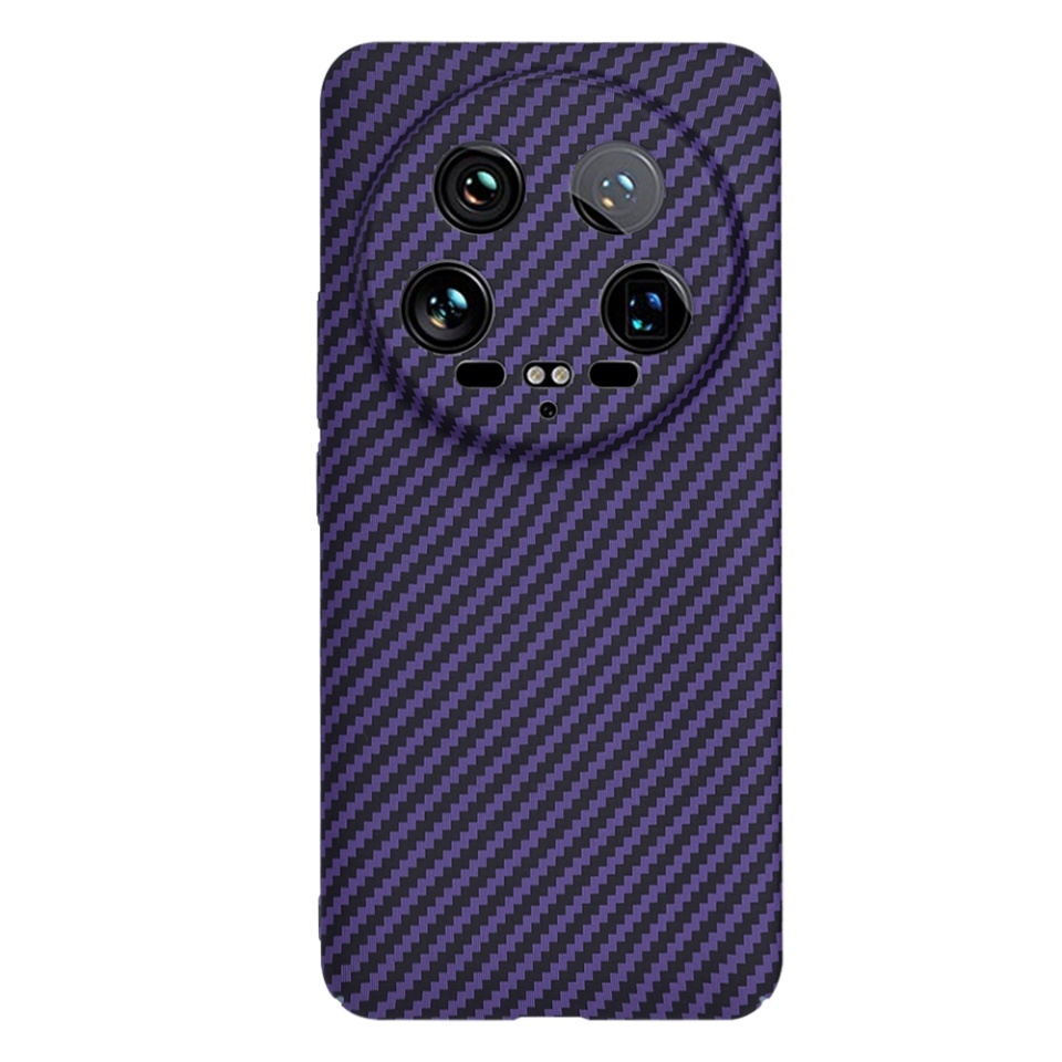 Husa pentru Xiaomi 14 Ultra, SKYDDAR INNOVATION, textura carbon, Carbonite FiberShell, set cu sticker, Mov, - 2 | YEO