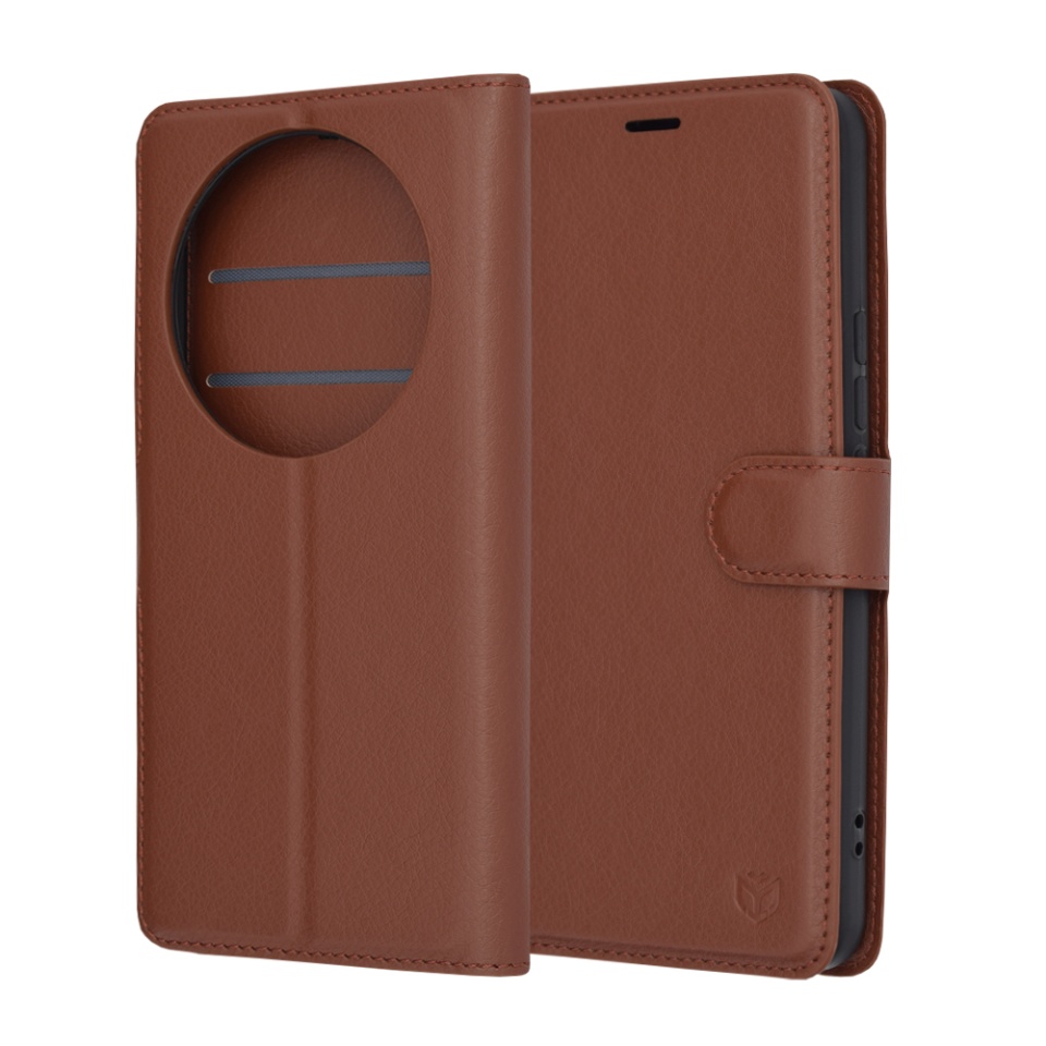 Husa pentru Xiaomi 14 Ultra tip Carte, cu Portofel Interior, Finisaje Premium, SKYDDAR Leather Wallet - Maro