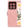 Husa pentru Xiaomi 14T din Piele Ecologică cu Design Floral, Protecție 360°, Stand Integrat, Buzunare pentru Carduri, SKDR Floral Wallet - Roz - 3 | YEO